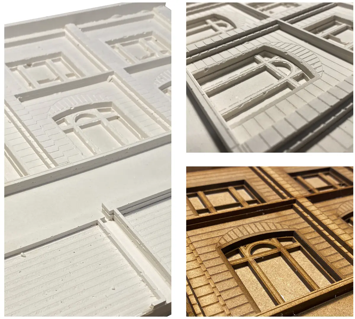 This building has been chosen due to the clear retrofit it has already undergone. The building has two halves, a modern function on street level with roller shutter doors. These doors seem very out of place as they are not shy in hiding their presence. Then the top half is traditional stone and mortar with some elements of detailing around the windows. I wonder what the addition would look like with the zero- carbon material repair pallet. - Ryan Cooksey Building 2 Model 3.png